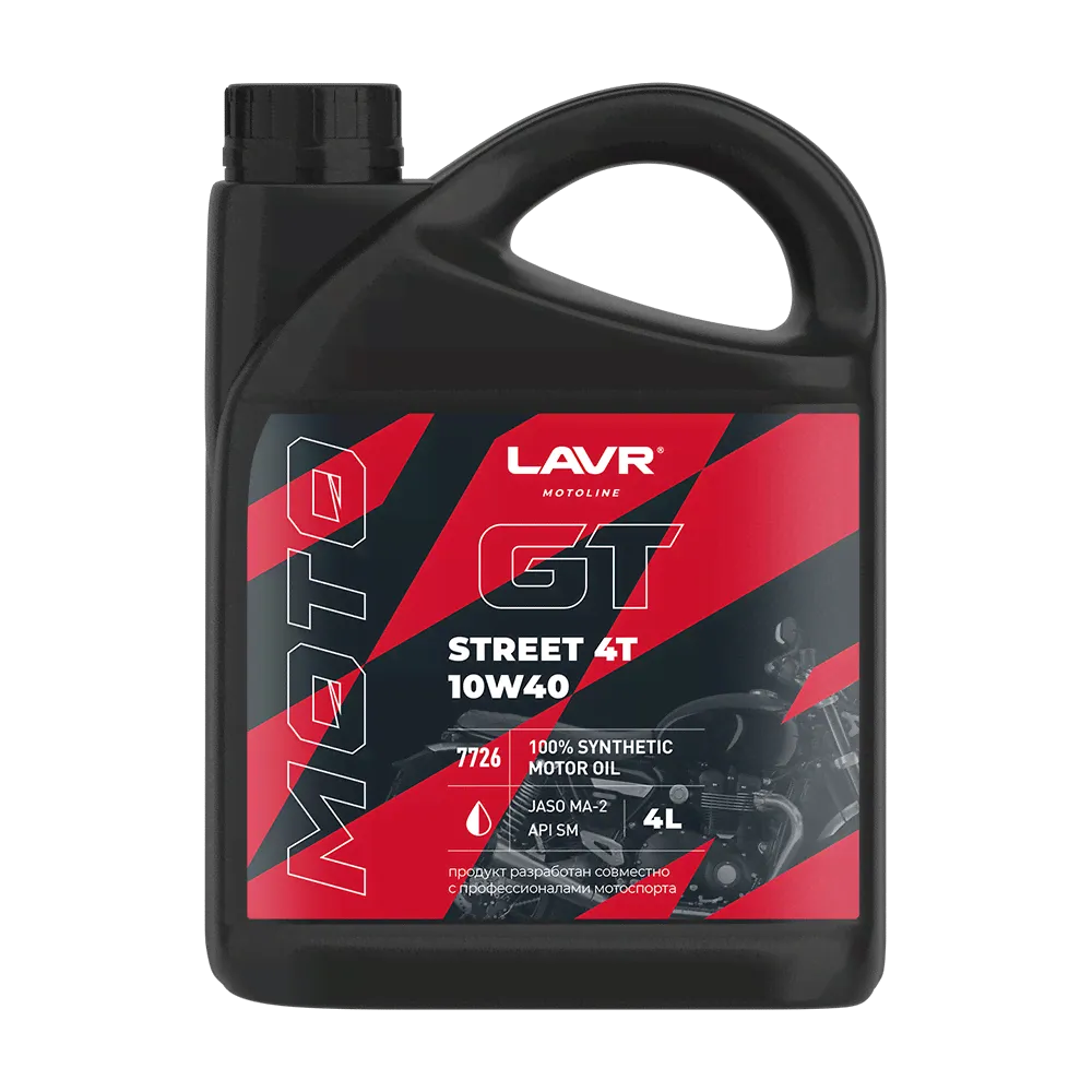 Масло LAVR MOTO GT STREET 4T 10W-40 синтетическое моторное 4 л. (для мотоцикла)-0